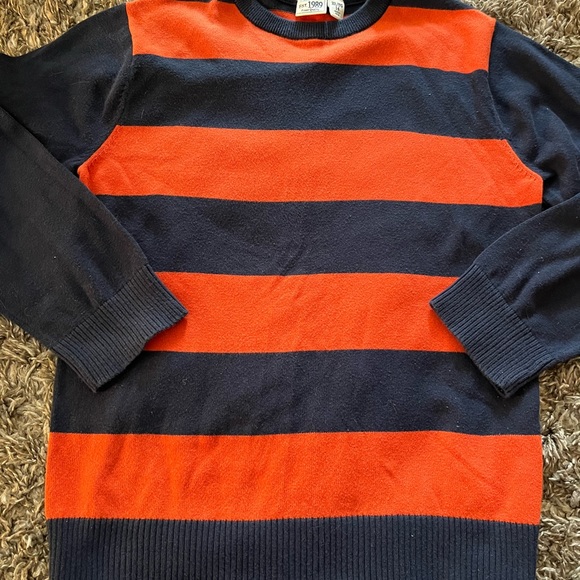 Children’s Place Size 14 Dress Sweater , orange & navy stripe, good condition - Picture 2 of 6
